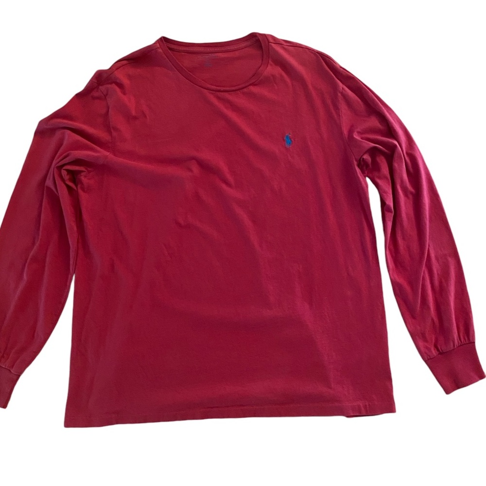 Men's long sleeve burgundy Polo shirt size large